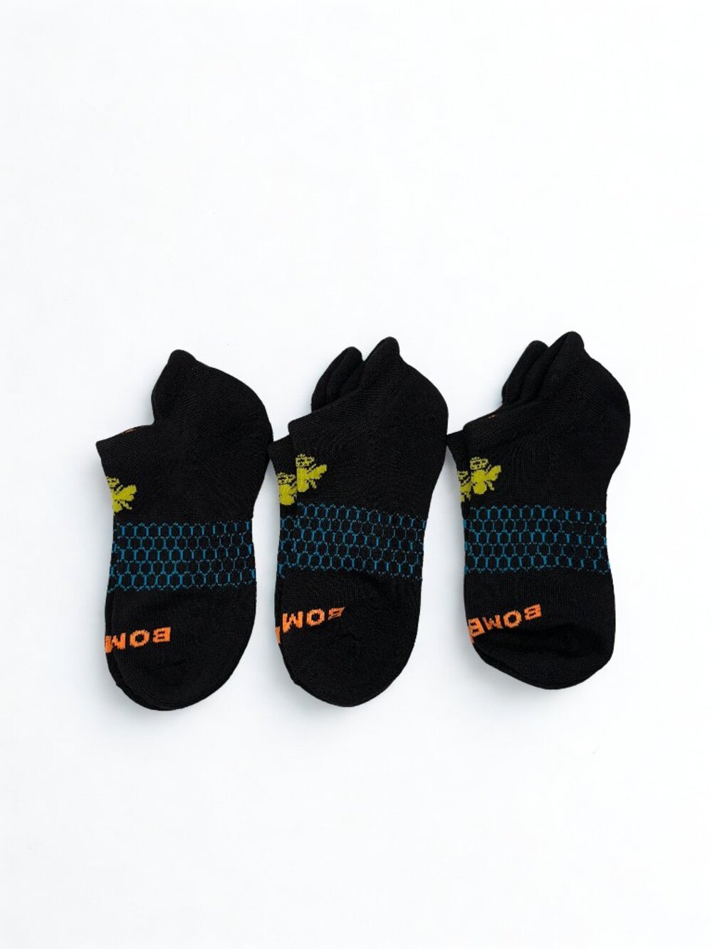Bombas 3 Pairs Women's Ankle Socks athletic Honeycomb Size Small 4-7.5 Black